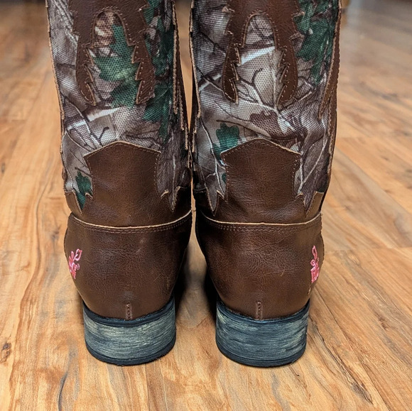 Western Boots Vegan Leather Round Toe Camo Brown Women's Size 6 Realtree Girl - Picture 8 of 13